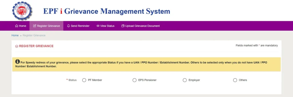 Select user type